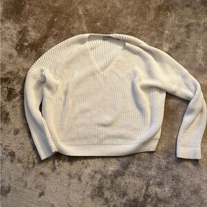 Vince White oversized cotton V-Neck Sweater